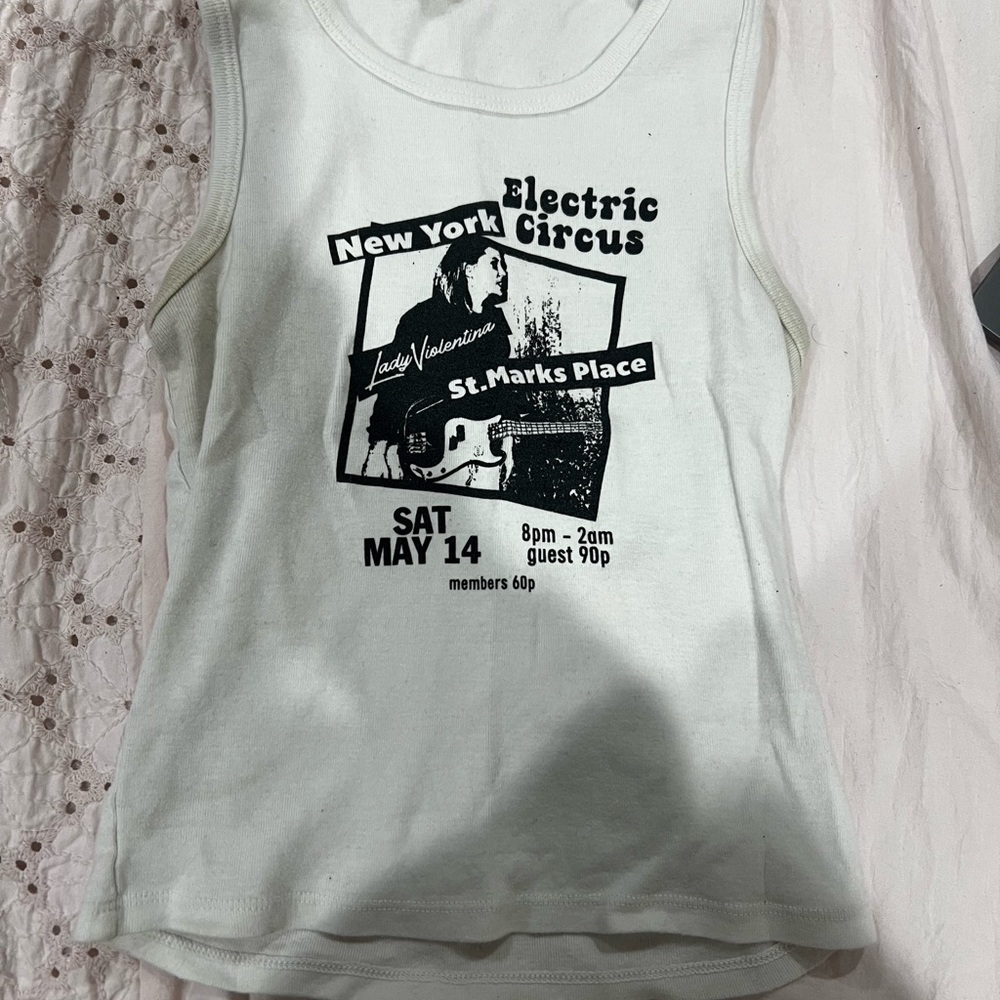 Brandy Melville White Graphic Tank Top